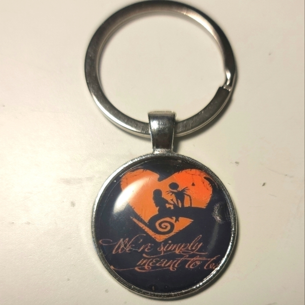 Cute Jack & Sally Nightmare Before Christmas Cabachon Keychain #1